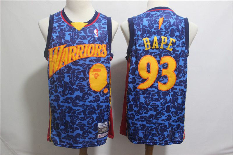 Men Golden State Warriors #93 Bape Blue Stitched NBA Jersey->golden state warriors->NBA Jersey